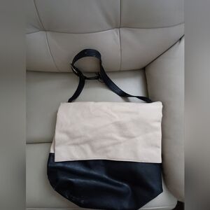 Black and Cream Structured Shoulder Bag
